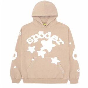 Sp5der “Star Logo” Beluga Hoodie – Tan/White
